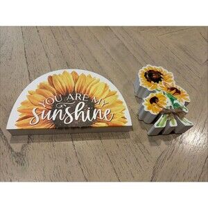 P. Graham  Dunn Summer Decor Sunflower, You Are My Sunshine Chunky Wood 2pc Set